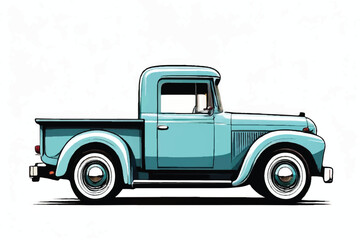 Pickup truck. Vintage pickup truck isolated on white background. Vector Vintage Pickup Truck. Vector illustration.