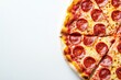 © Philipp - Pepperoni pizza with melted cheese and crispy crust isolated against a white background with copy space