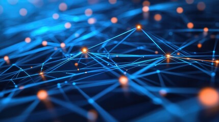 Poster - A digital interface with interconnected lines and nodes, each representing devices and data points within a vast digital network, set against a modern, tech-inspired background.