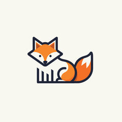 Poster - Stylized illustration of an orange fox with a large, bushy tail on a plain background.