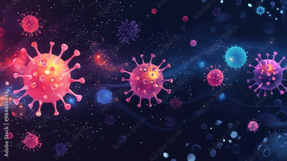 A graphic representation of a virus infection process, showing how ...