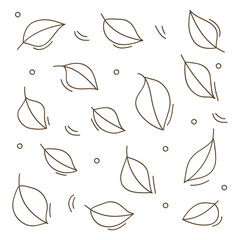 Wall Mural - hand drawn leaves line fall on autumn season