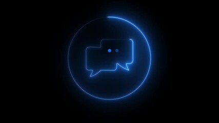 glowing neon message box icon animation video notice receive massage animated sign symbol on black background