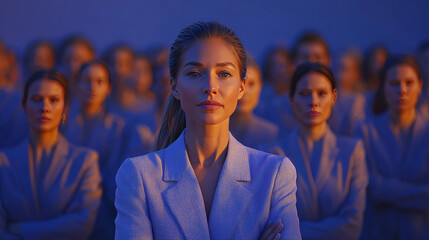 Canvas Print - Woman in a blue blazer stands out in a crowd.