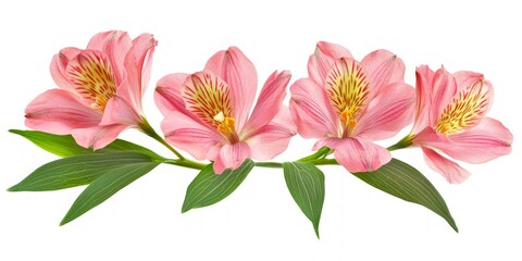 Poster - Beautiful pink flowers arranged elegantly in a row. These blossoms exhibit delicate petals and vibrant colors. Perfect for floral designs, invitations, or decorations. AI.