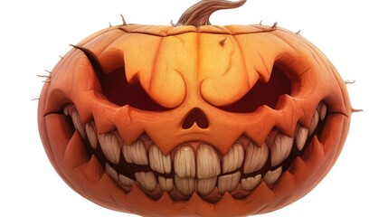 Wall Mural - A scary, carved pumpkin with a sinister grin and sharp teeth.