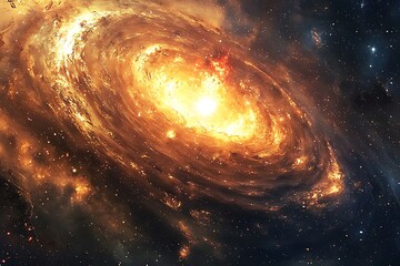 Canvas Print - Abstract swirling galaxy in outer space with bright burning core. Galaxy background with stars and nebulae.