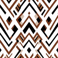 Poster - Geometric pattern in brown and black on white