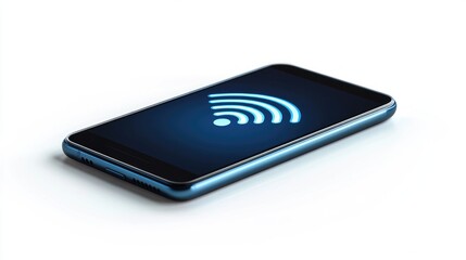 Poster - A smartphone displaying a strong Wi-Fi signal icon on its screen, placed on a white background with the phone slightly angled to highlight the connectivity feature.
