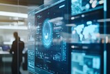 biznes, sztuczna inteligencja, AI, asystent, biuro, nowoczesne, technologia, innowacje, zespół, współpraca, komputery, ekrany, tablet, inteligentne, praca, minimalizm, przyszłość, dynamiczne, cyfrowe,