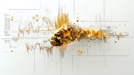 Poster - a top-down view of a financial analysis screen showing a gold price chart with various technical ind