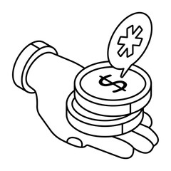 Wall Mural - An editable design icon of dollar coins 