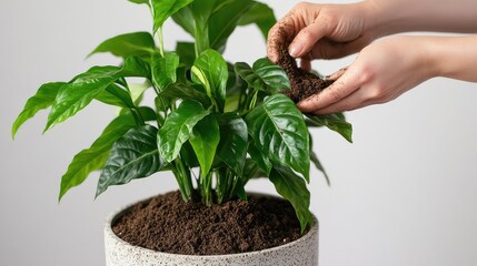 Canvas Print - hands holding a plant