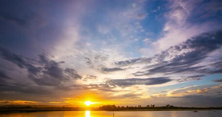 Wall Mural - sunset over the river