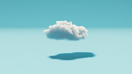 Wall Mural - a lone cloud in a bright blue sky, casting a shadow below