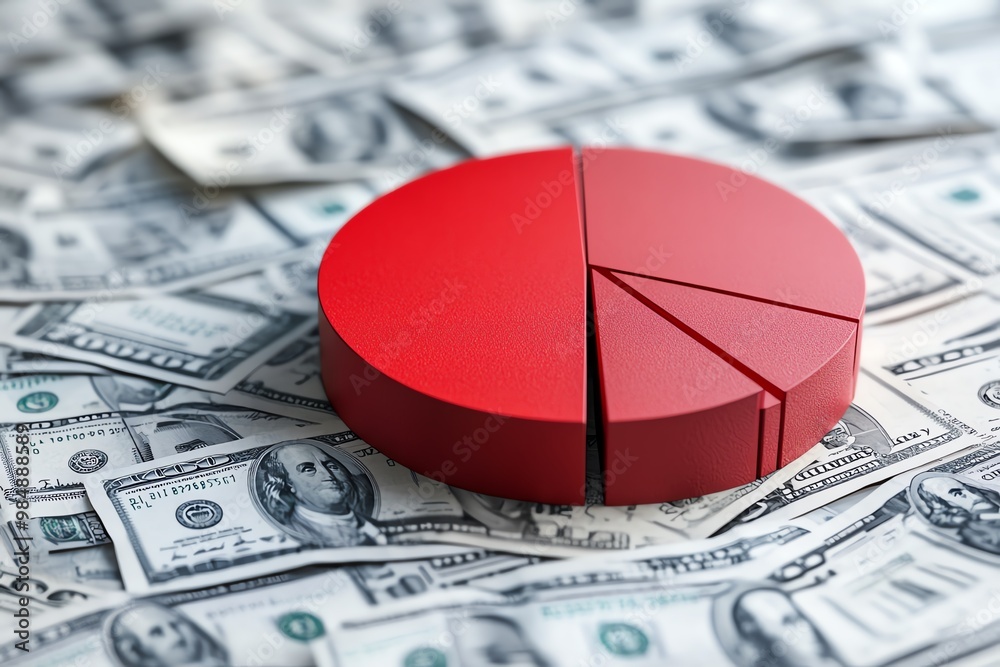 Minimalist pie chart, with the red section growing larger, symbolizing ...