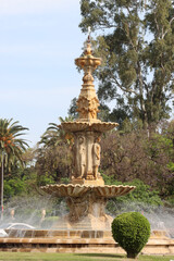 Fountain of the four seasons spouting water in seville spain