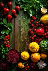 Wall Mural - vibrant ingredients showcased creating delicious culinary stories rich colors textures, cooking, flavors, dishes, herbs, spices, vegetables, fruits