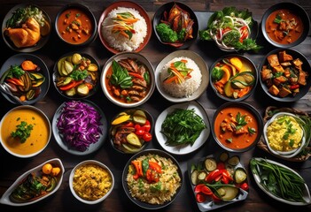 vibrant display homemade meals featuring fresh ingredients flavorful dishes compared fast food options varied choices, cuisine, selection, variety