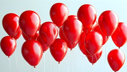 Wall Mural - Striking red balloon contrasting against a serene white background