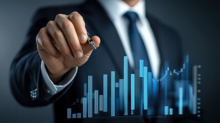 Poster - sales performance management. businessman analyzing data for strategic operations decision making