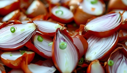 Wall Mural - Vibrant Red Onion Slice with Intricate Layers and Rich Coloration