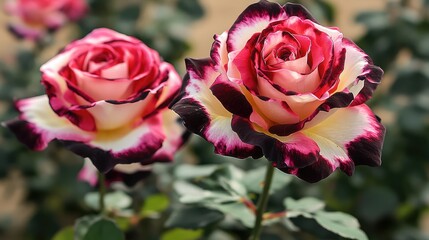 Poster - pink roses in garden