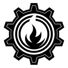 Wall Mural - flame in gear logo vector illustration