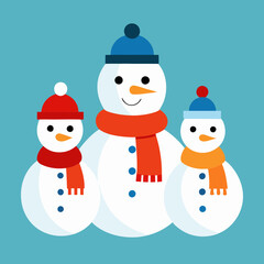 Sticker - snowman family a family vector illustration