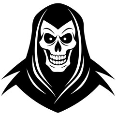 Sticker -  vector retro cartoon funny grim reaper head illustration