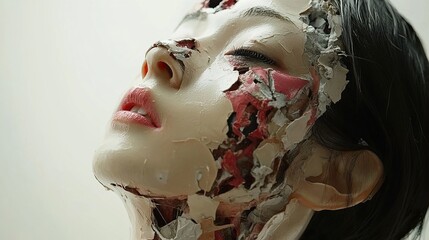 Wall Mural - Surreal Portrait of a Woman with Damaged Skin