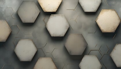 Wall Mural - Geometric Abstraction: Textured Lines and Shapes in Hexagonal Form