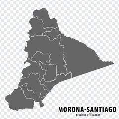 Wall Mural - Blank map Morona Santiago Province of Ecuador. High quality map Morona Santiago with municipalities on transparent background for your web site design, logo, app, UI. Ecuador.  EPS10. 