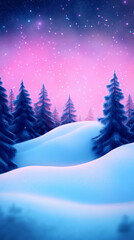 Sticker - Night winter magical landscape