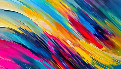 Wall Mural - Dynamic close-up of vibrant abstract art with textured paint strokes showcasing a rich gradient of vivid colors