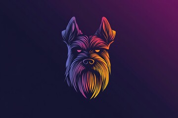 Poster - Abstract colorful line art portrait of a schnauzer dog