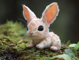 Sticker - Adorable Fluffy Bunny in a Forest Setting