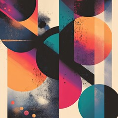 Poster - Modern abstract geometric design with overlapping shapes in vibrant colors.