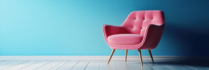 Poster - Modern Armchair in Contemporary Blue Room Interior