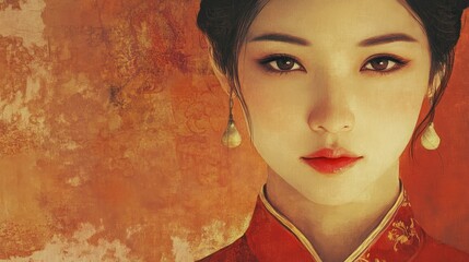 Canvas Print - Portrait of a Woman in Traditional Chinese Attire