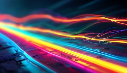 Wall Mural - Vibrant glowing circuit lines showcasing advanced technology and dynamic electric energy