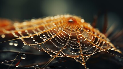 Canvas Print - Dewdrops on a Spiderweb