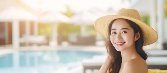 Canvas Print - Smiling Woman at a Resort