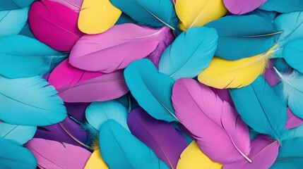 Wall Mural - abstract close-up of colorful pastel feathers in shades of pink, purple, and blue, creating a soft a