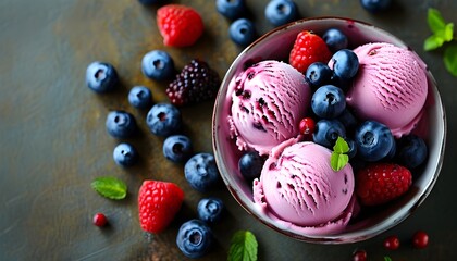 Wall Mural - Creamy blueberry ice cream indulgence bursting with fruity flavors