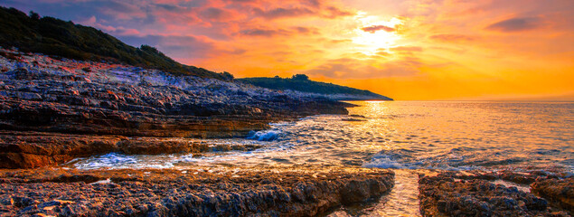 Wall Mural - Croatia, Europe, Adriatic sea, scenic nature view, perfect sunset summer scene...exclusive - this image is sell only on Adobe stock