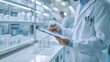 © forenna - close-up of a quality control specialist inspecting biomanufactured products, with a checklist in hand, showcasing the critical role of GMP compliance in ensuring product safety an