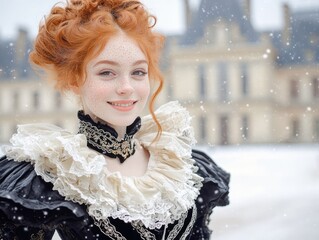 Wall Mural - portrait of a woman in winter