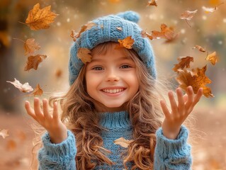 Poster - Smiling girl in autumn