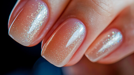 Wall Mural - Close-up of natural nails painted with simple New Years day style gel polish.